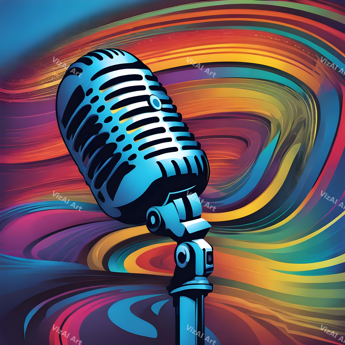 Rainbow Sunburst Pop Microphone Art — print 6
