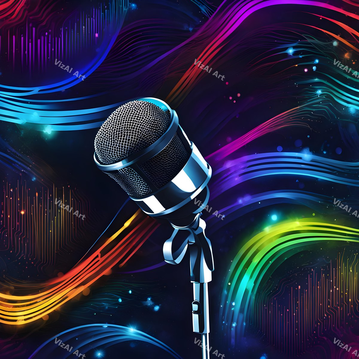 Rainbow Sunburst Pop Microphone Art — print 8