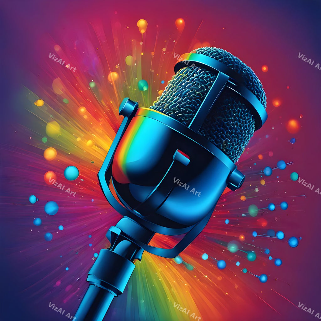 Rainbow Sunburst Pop Microphone Art — print 9