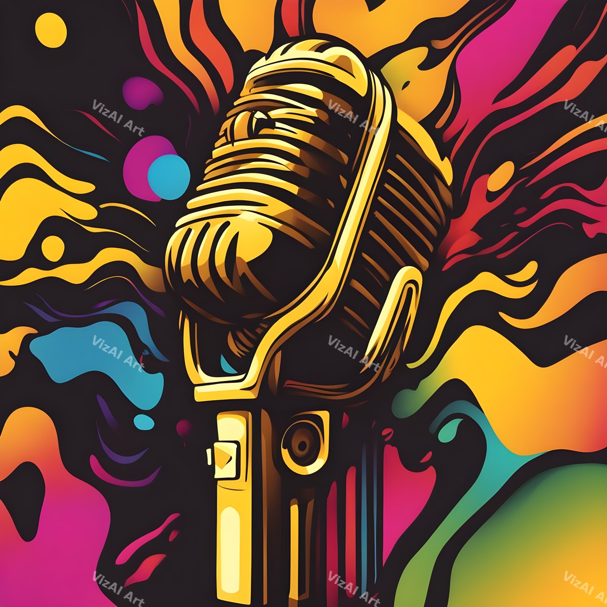 Rainbow Sunburst Pop Microphone Art — print 10