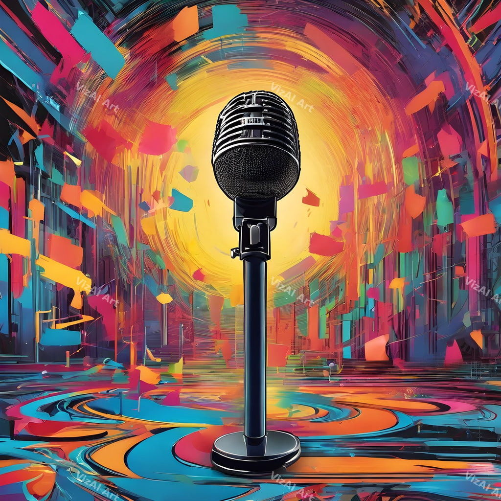Rainbow Sunburst Pop Microphone Art — print 11