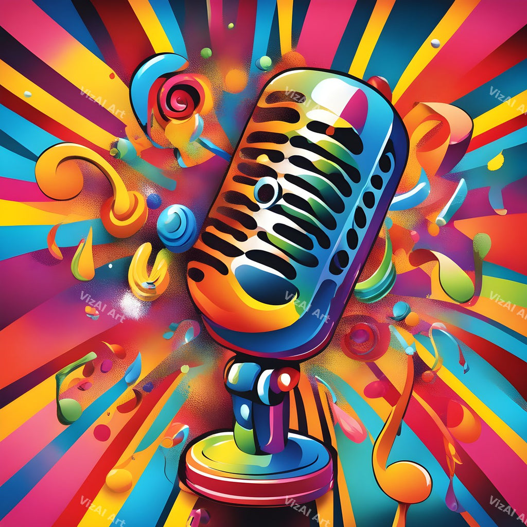 Rainbow Sunburst Pop Microphone Art — print 12