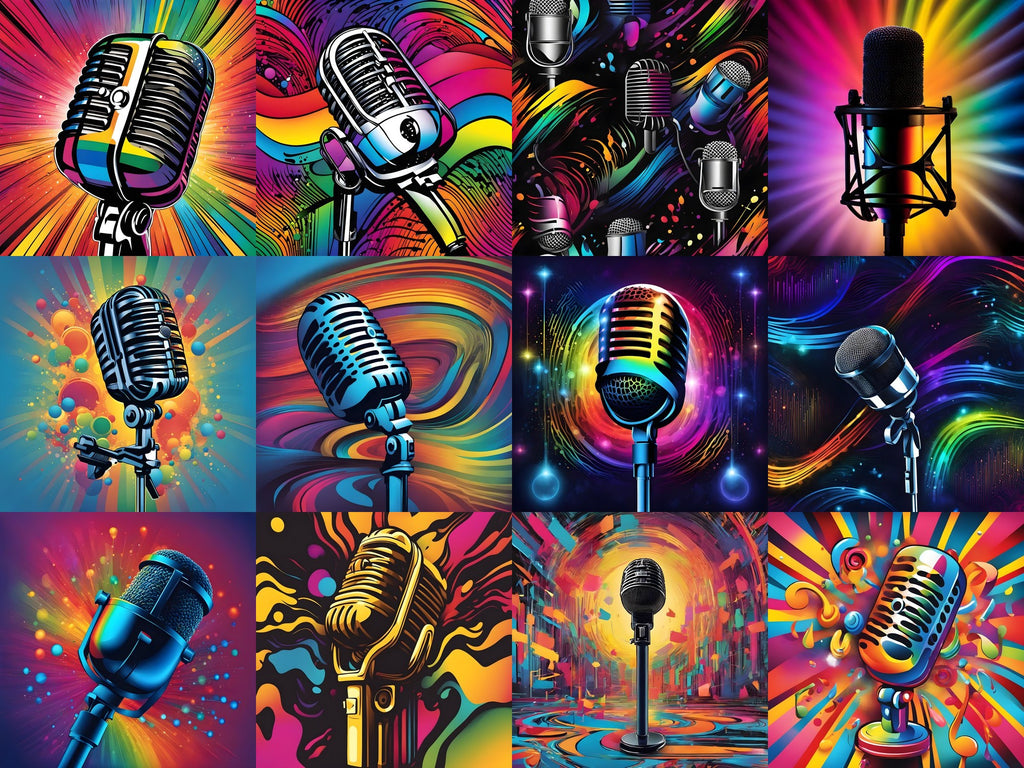 Rainbow Sunburst Pop Microphone Art — Choose Your Print