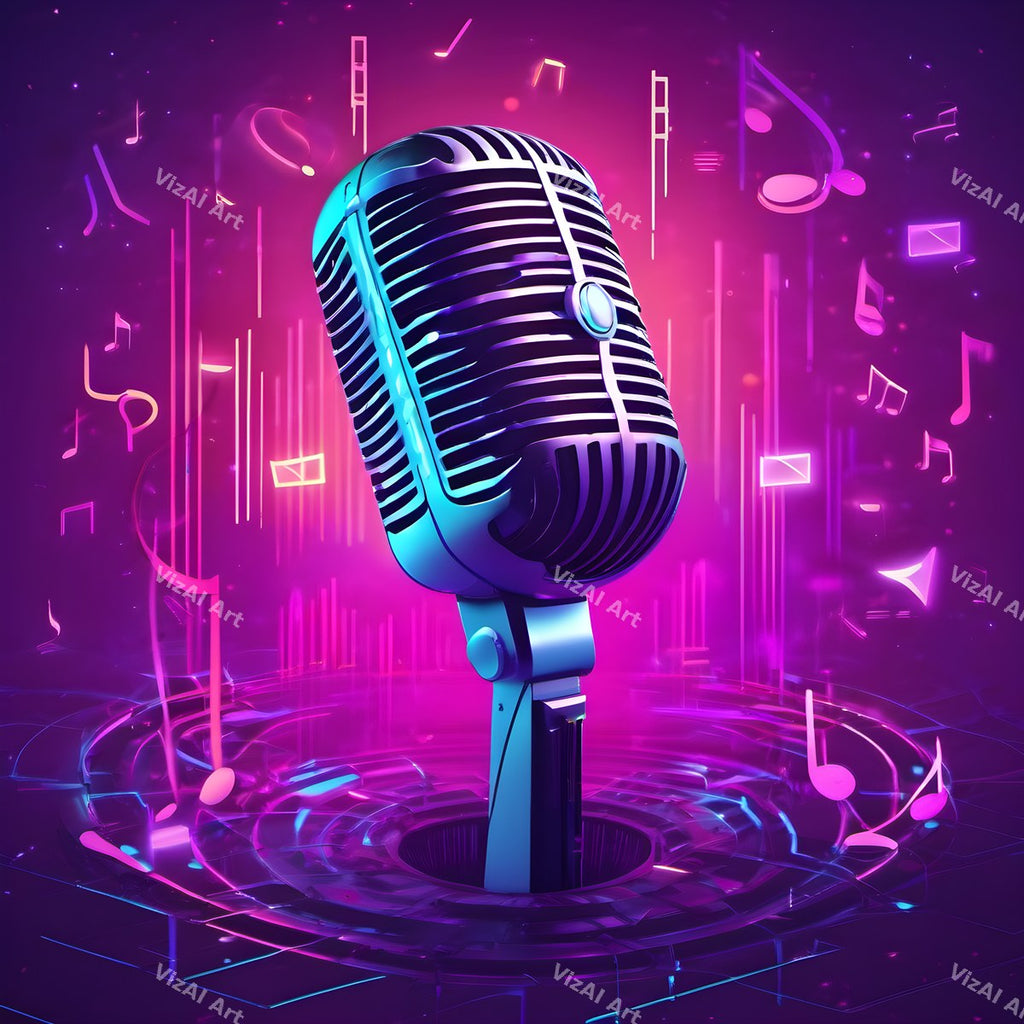 Swirling Music Notes Microphone Art — print 5