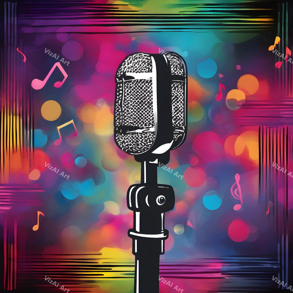 Swirling Music Notes Microphone Art — print 6