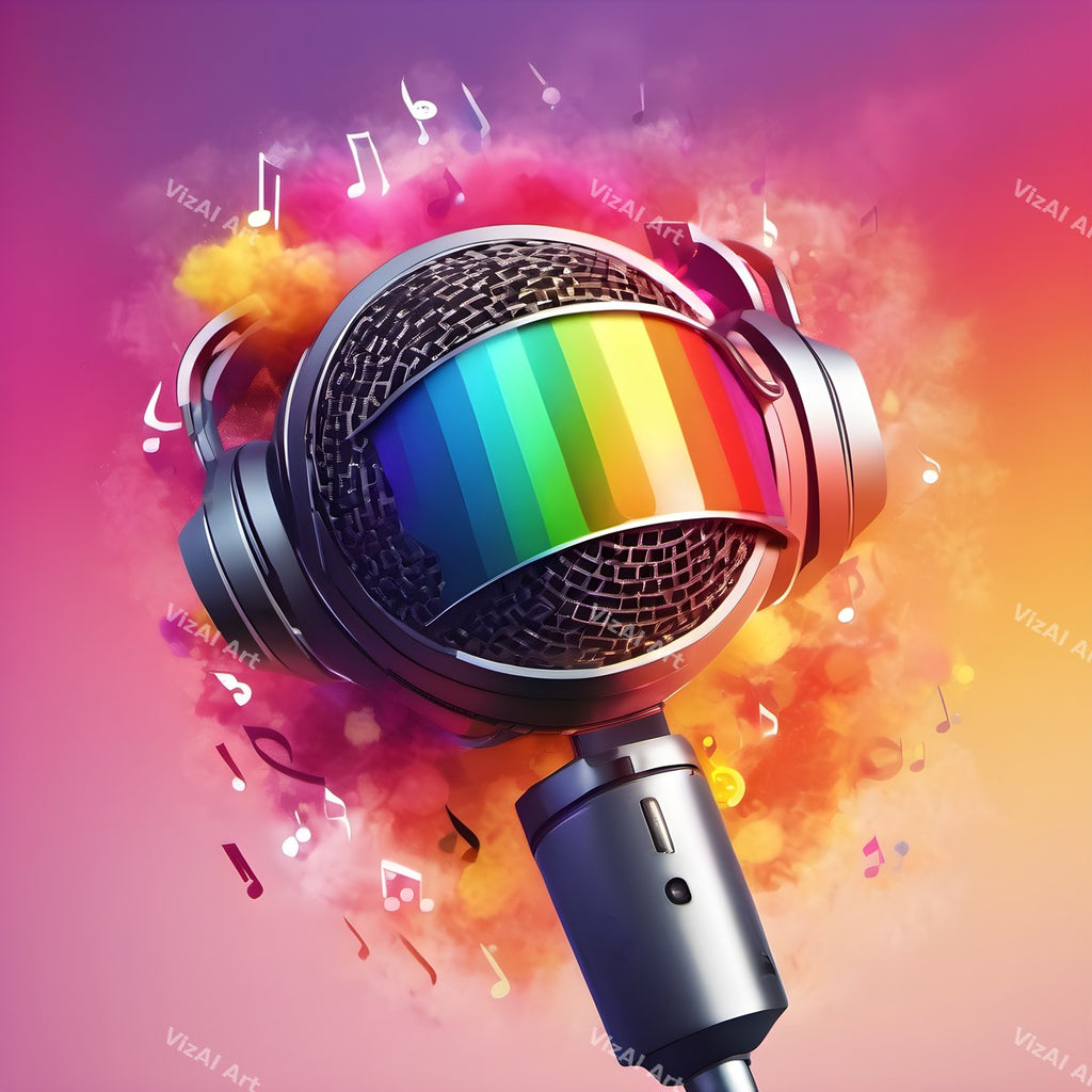 Swirling Music Notes Microphone Art — print 10