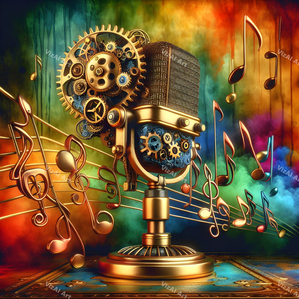 Swirling Music Notes Microphone Art — print 11