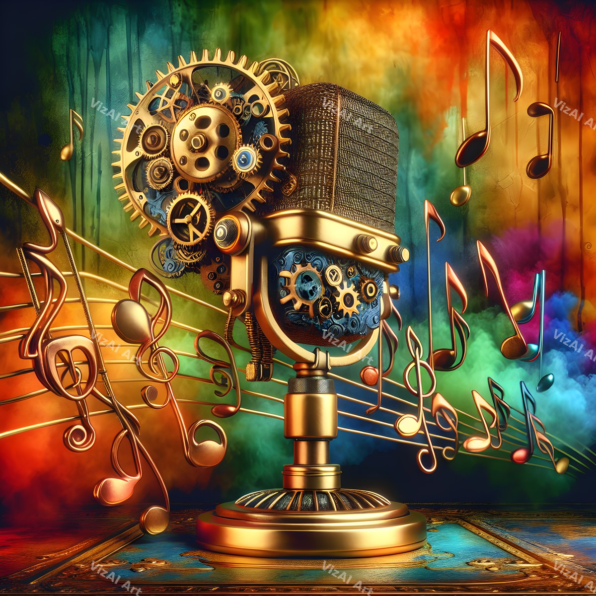 Swirling Music Notes Microphone Art — print 11