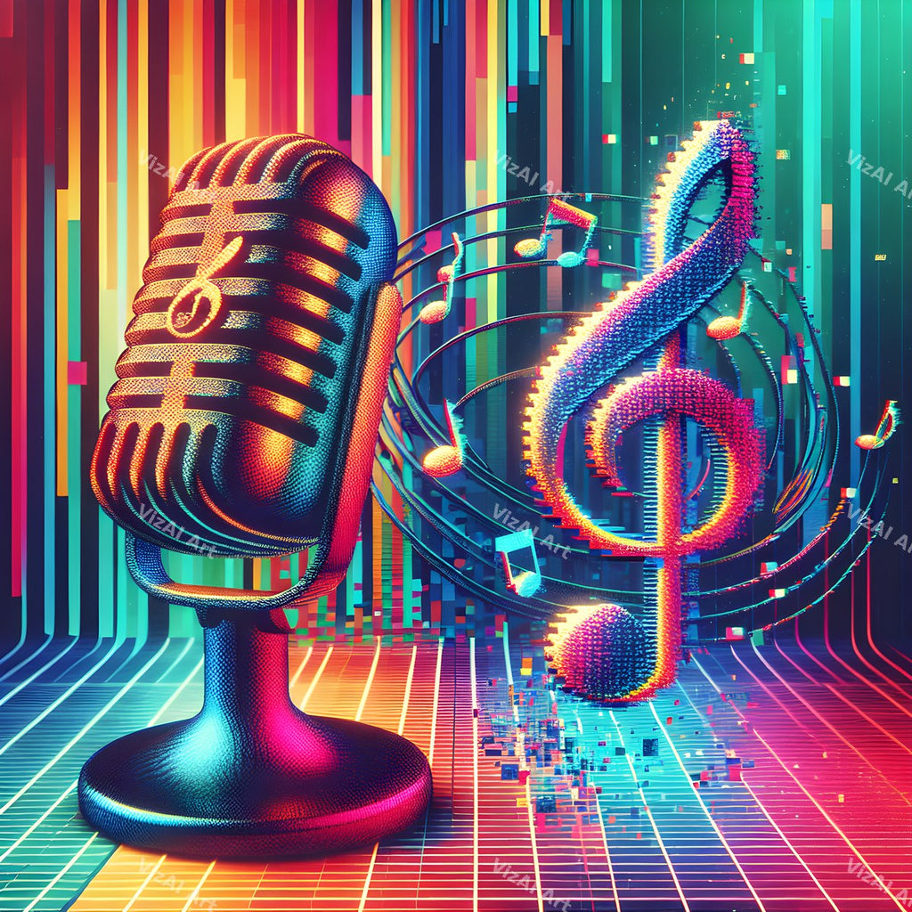 Swirling Music Notes Microphone Art — print 12