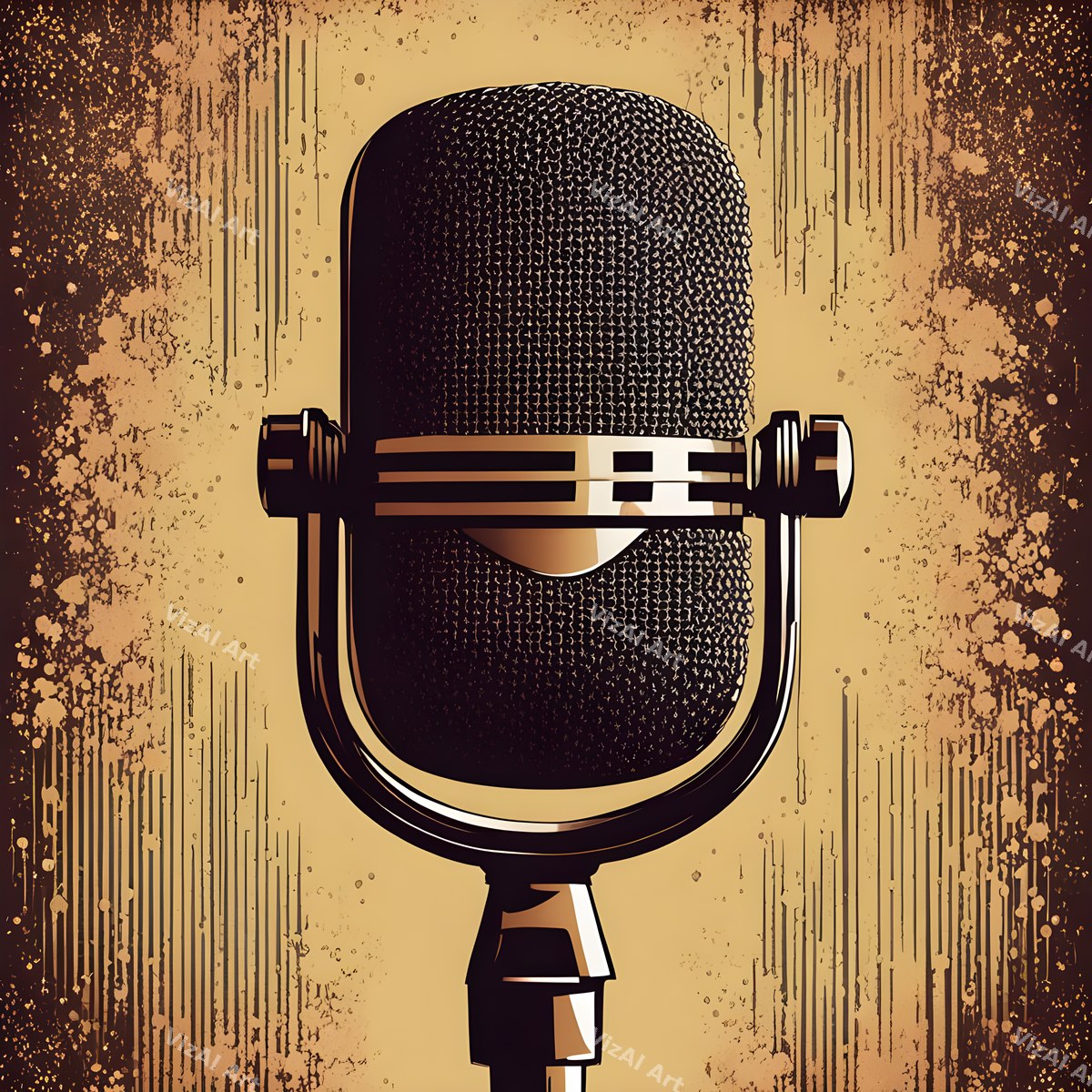 Vintage Roses & Sheet Music Microphone Art — print 2