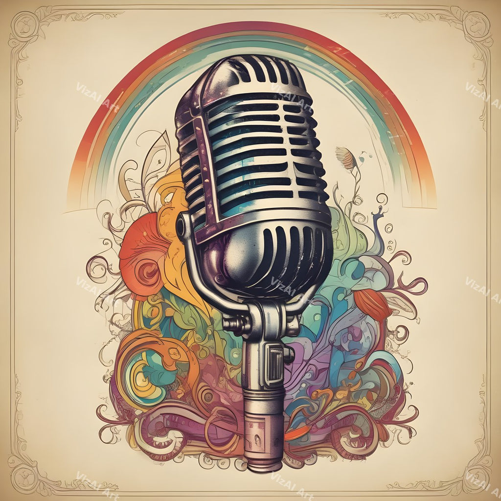 Vintage Roses & Sheet Music Microphone Art — print 6