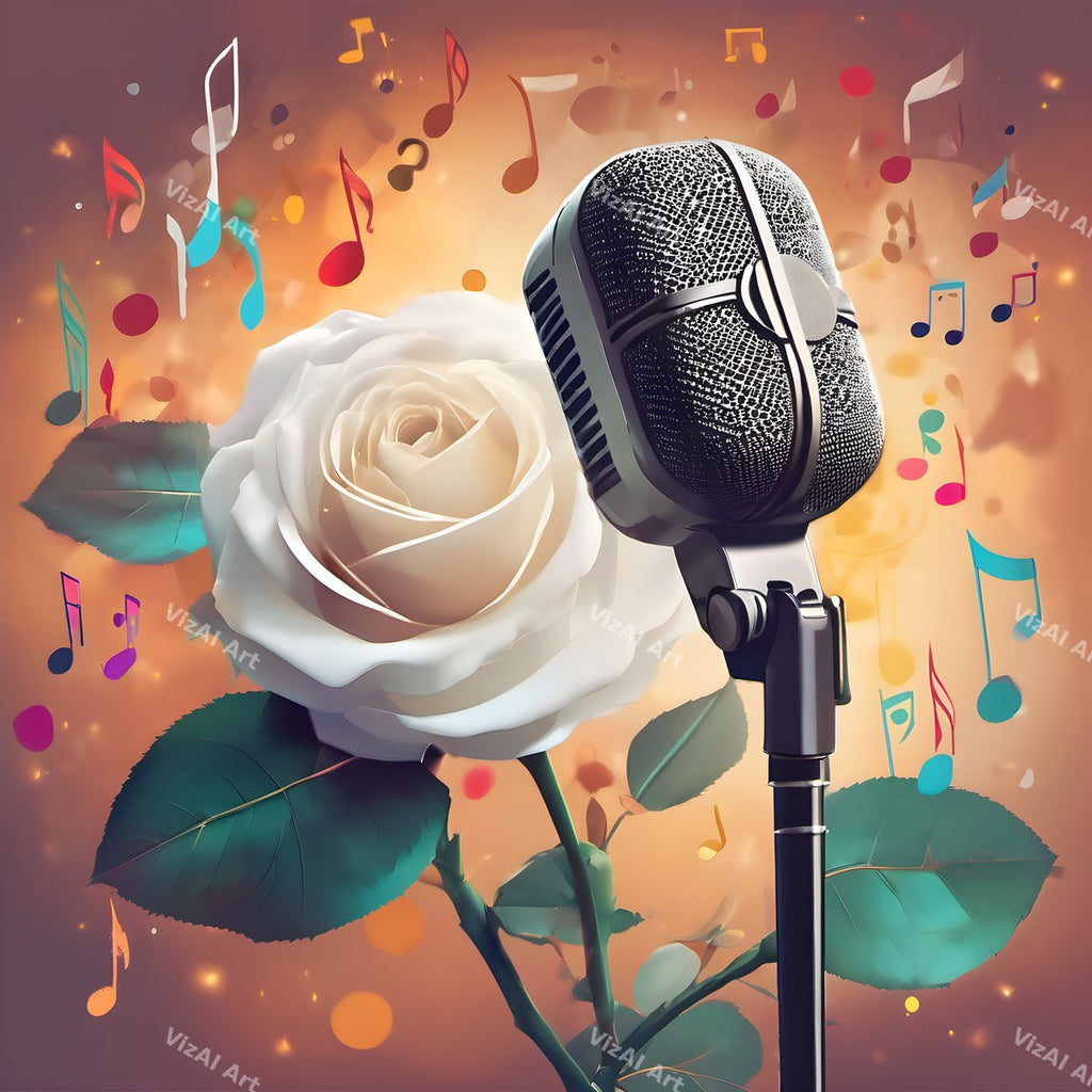 Vintage Roses & Sheet Music Microphone Art — print 10