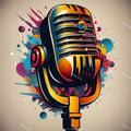 Ink Splatter Vintage Microphone Art — print 1