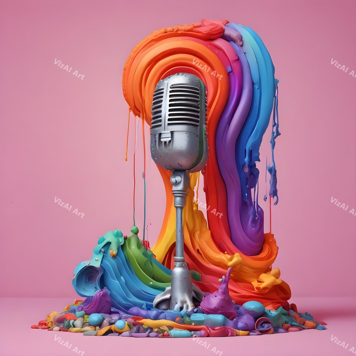 Ink Splatter Vintage Microphone Art — print 3