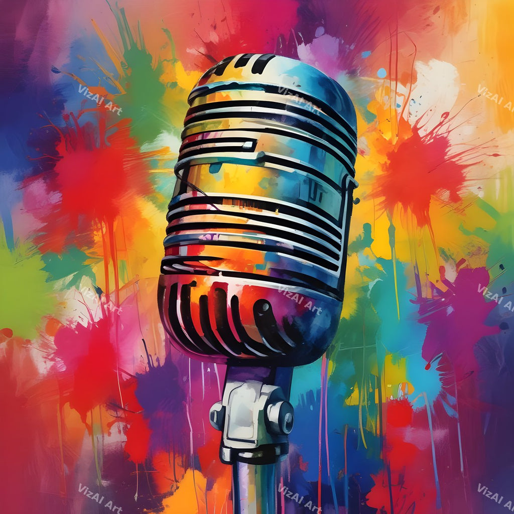 Ink Splatter Vintage Microphone Art — print 4