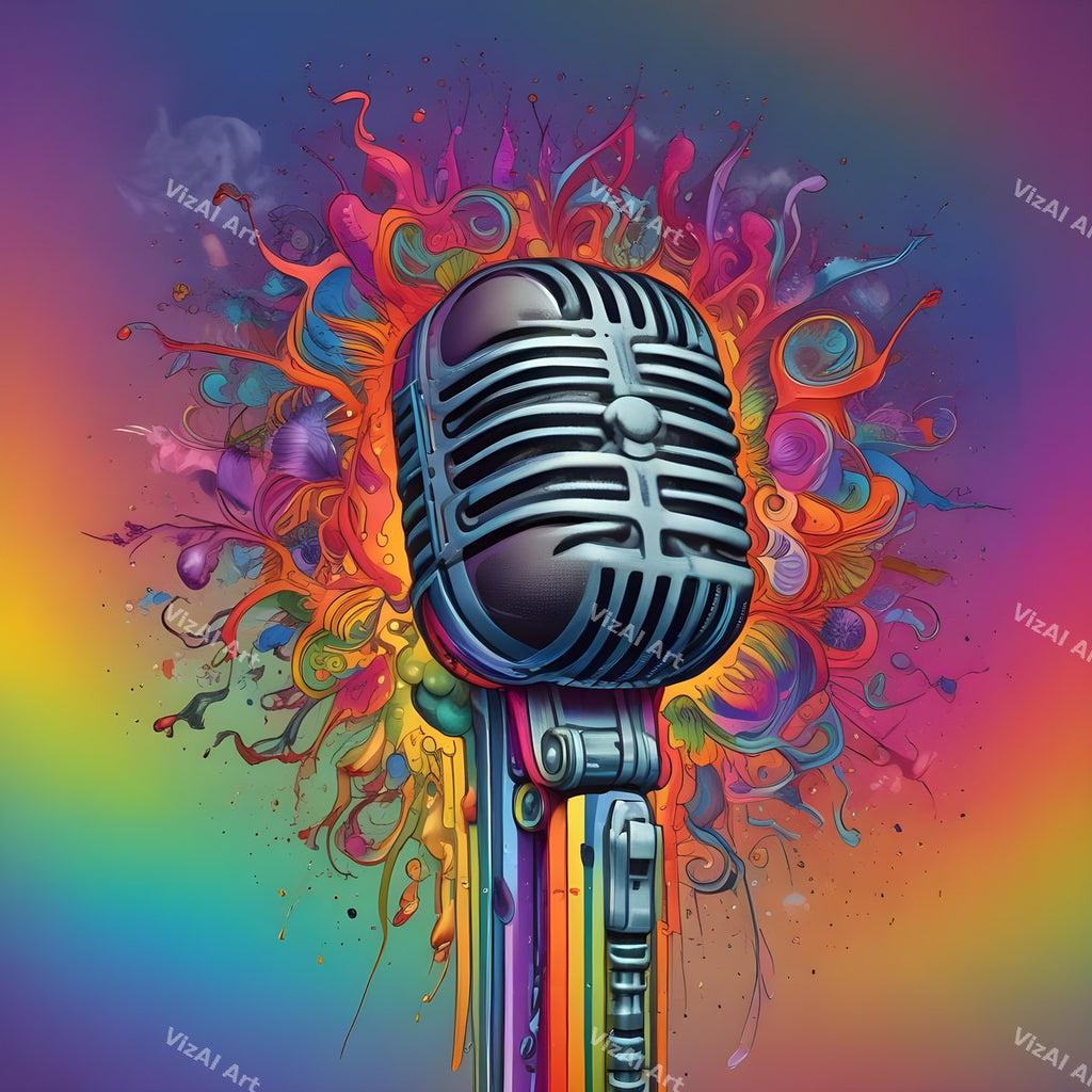 Ink Splatter Vintage Microphone Art — print 5