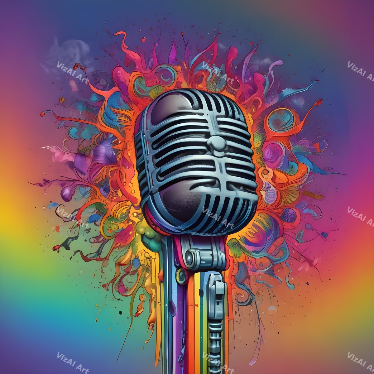 Ink Splatter Vintage Microphone Art — print 5