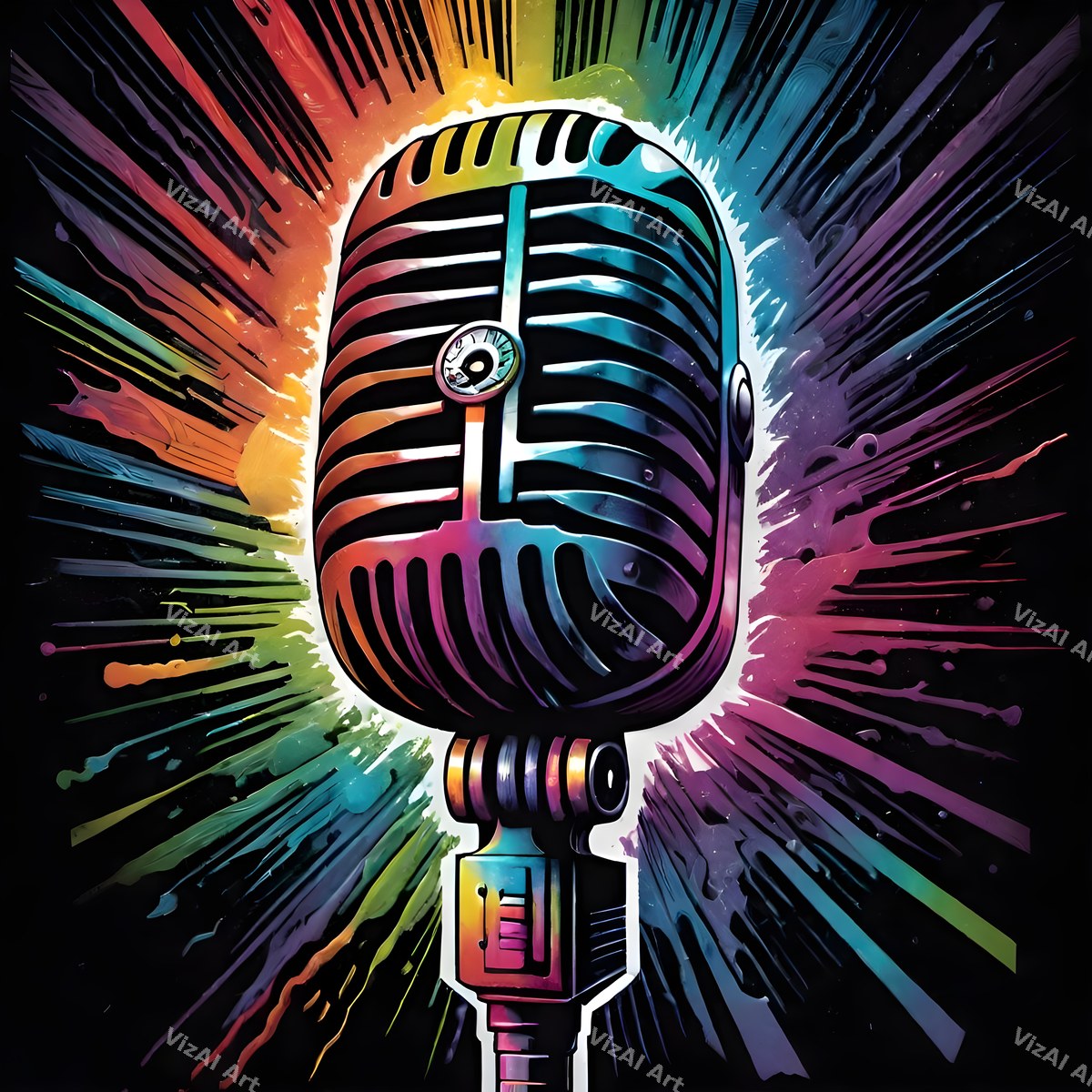 Ink Splatter Vintage Microphone Art — print 8