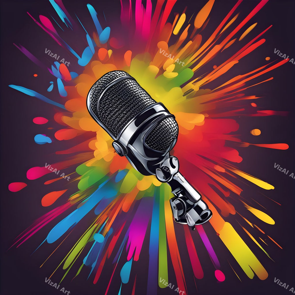 Ink Splatter Vintage Microphone Art — print 9