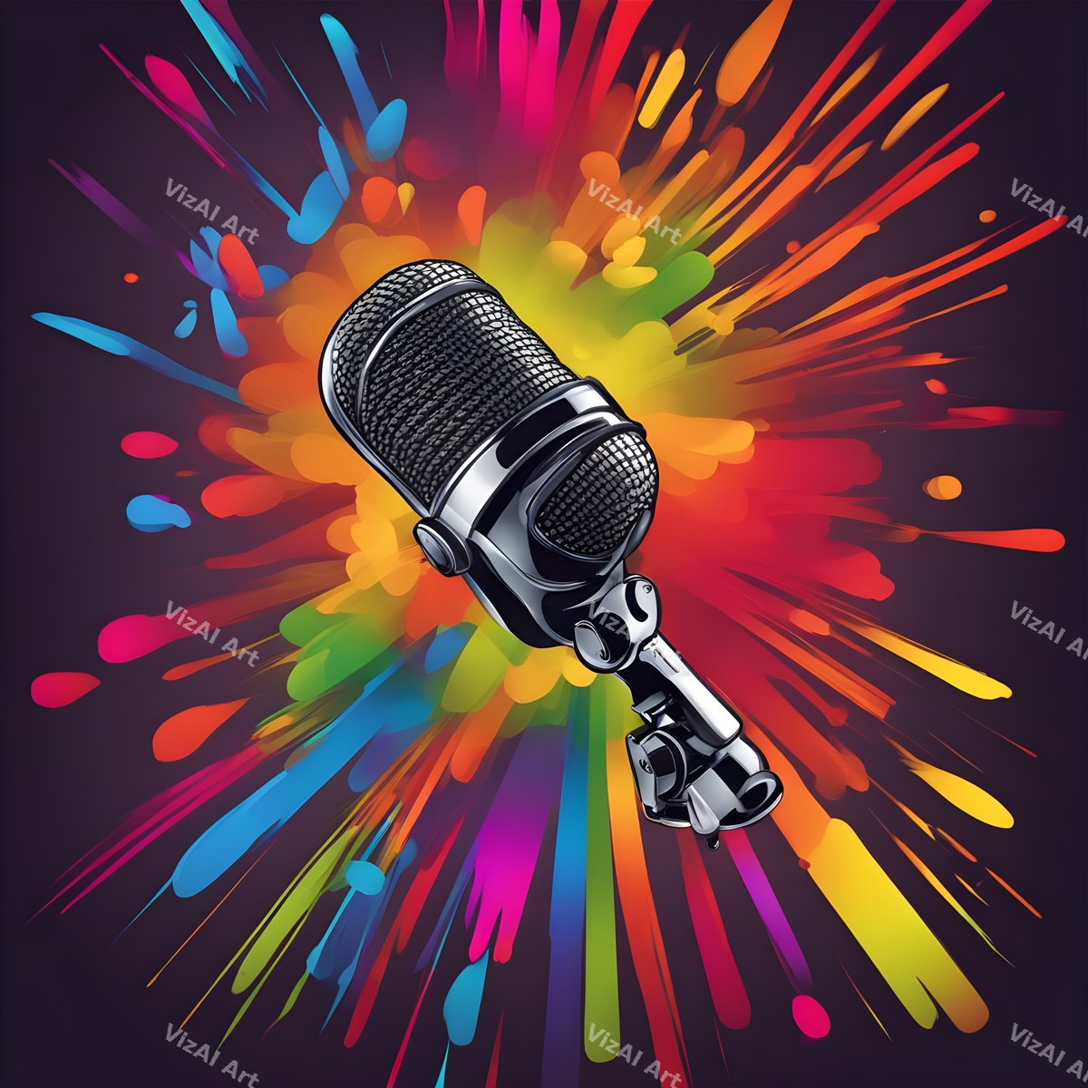 Ink Splatter Vintage Microphone Art — print 9