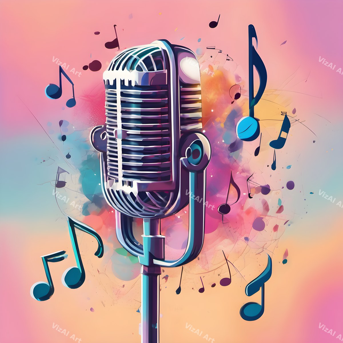 Ink Splatter Vintage Microphone Art — print 10