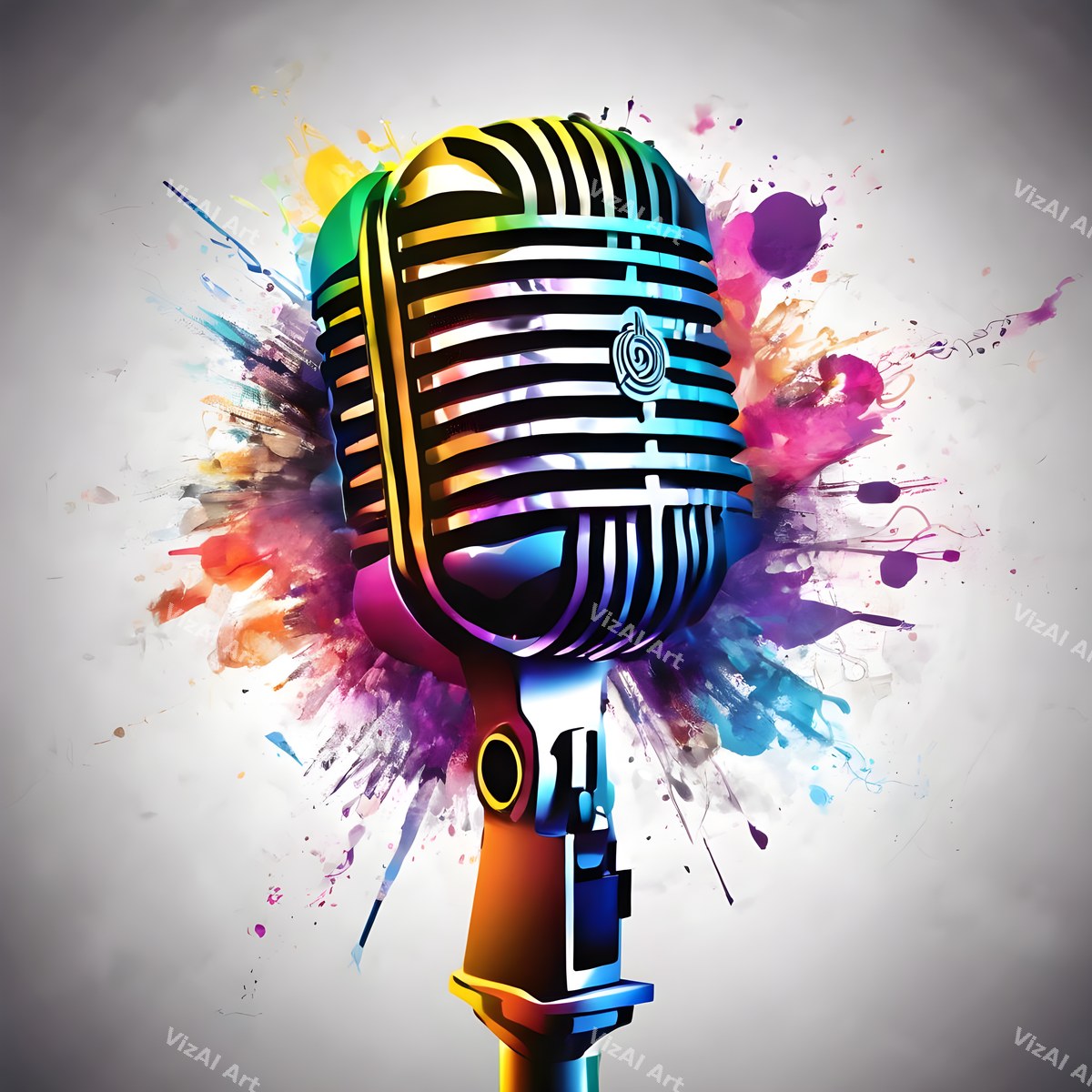Ink Splatter Vintage Microphone Art — print 11