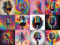 Ink Splatter Vintage Microphone Art — 12 Printable Prints