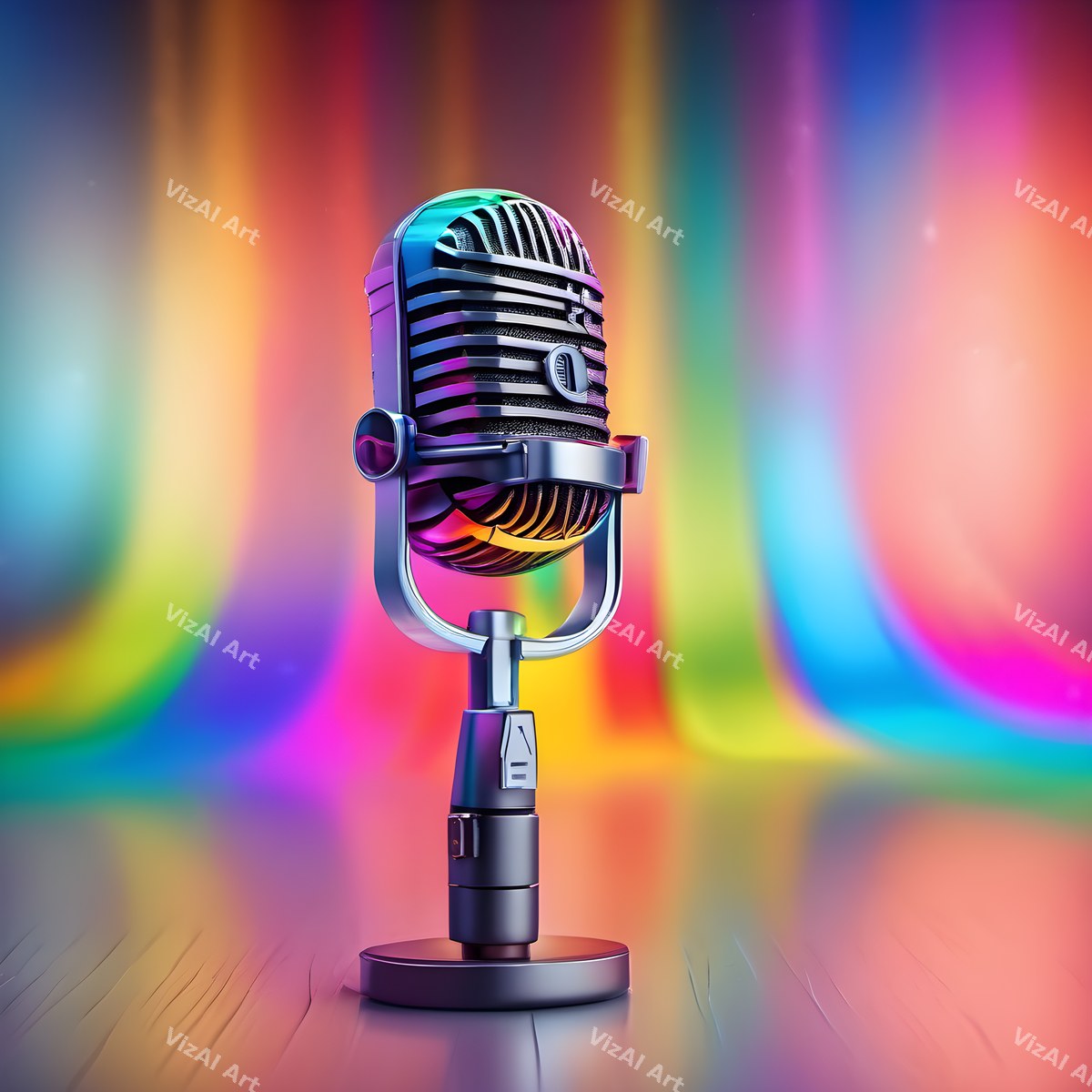 Pastel Rainbow Haze Microphone Art — print 1