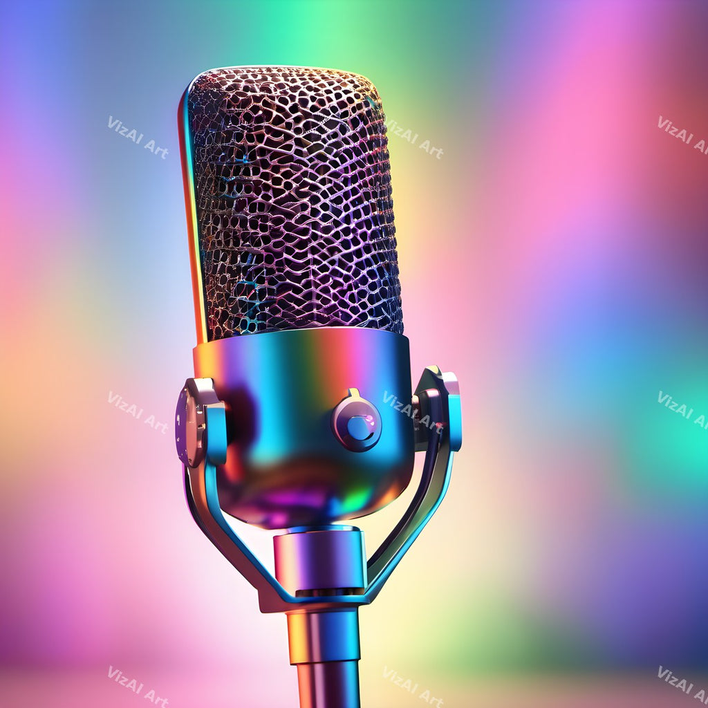 Pastel Rainbow Haze Microphone Art — print 2