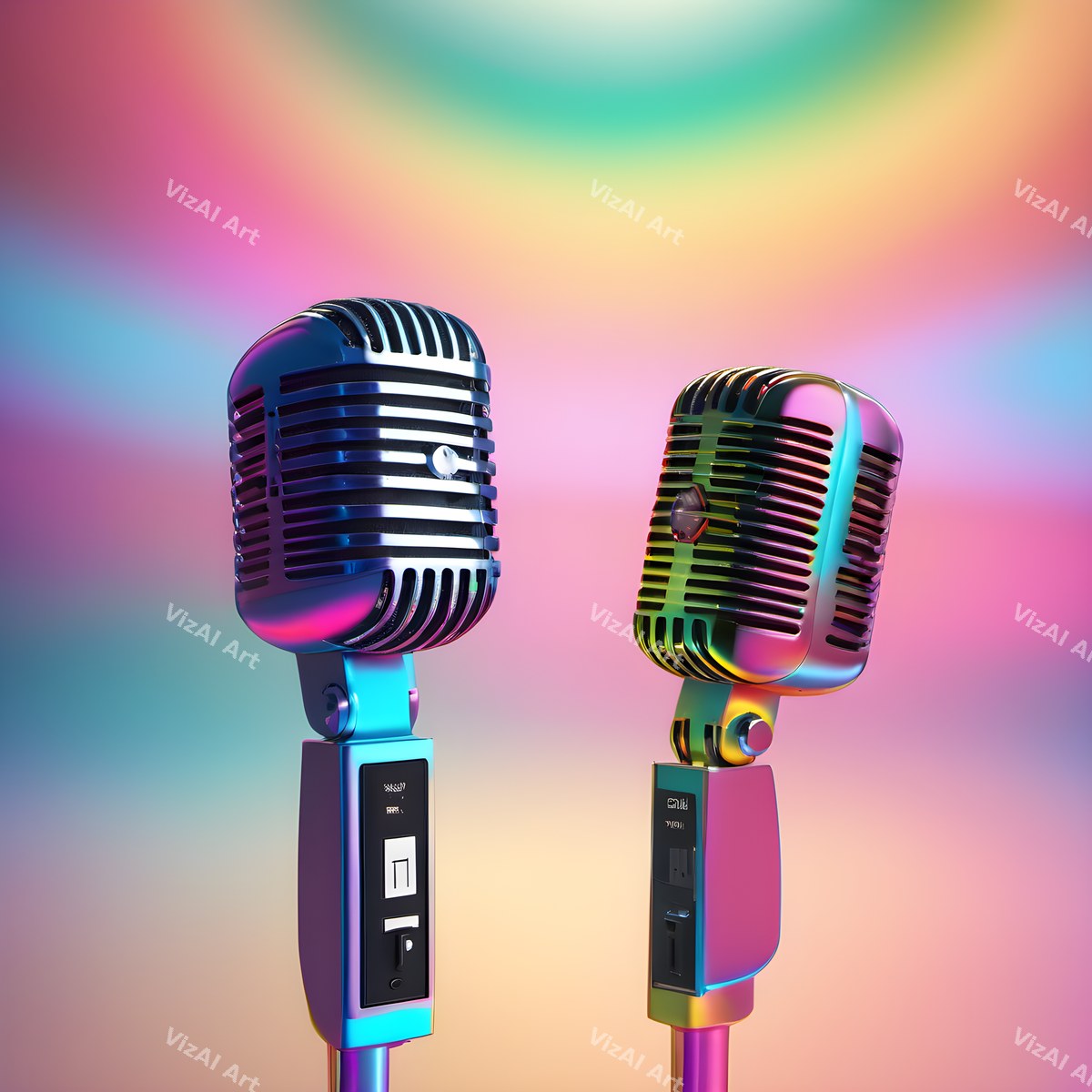 Pastel Rainbow Haze Microphone Art — print 3