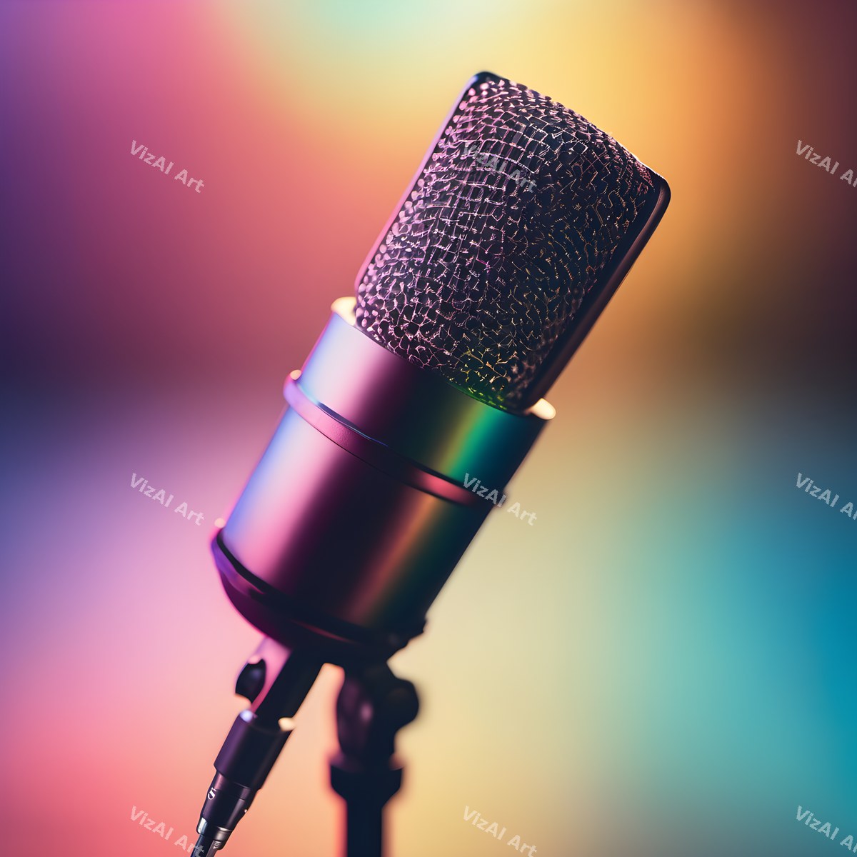 Pastel Rainbow Haze Microphone Art — print 4
