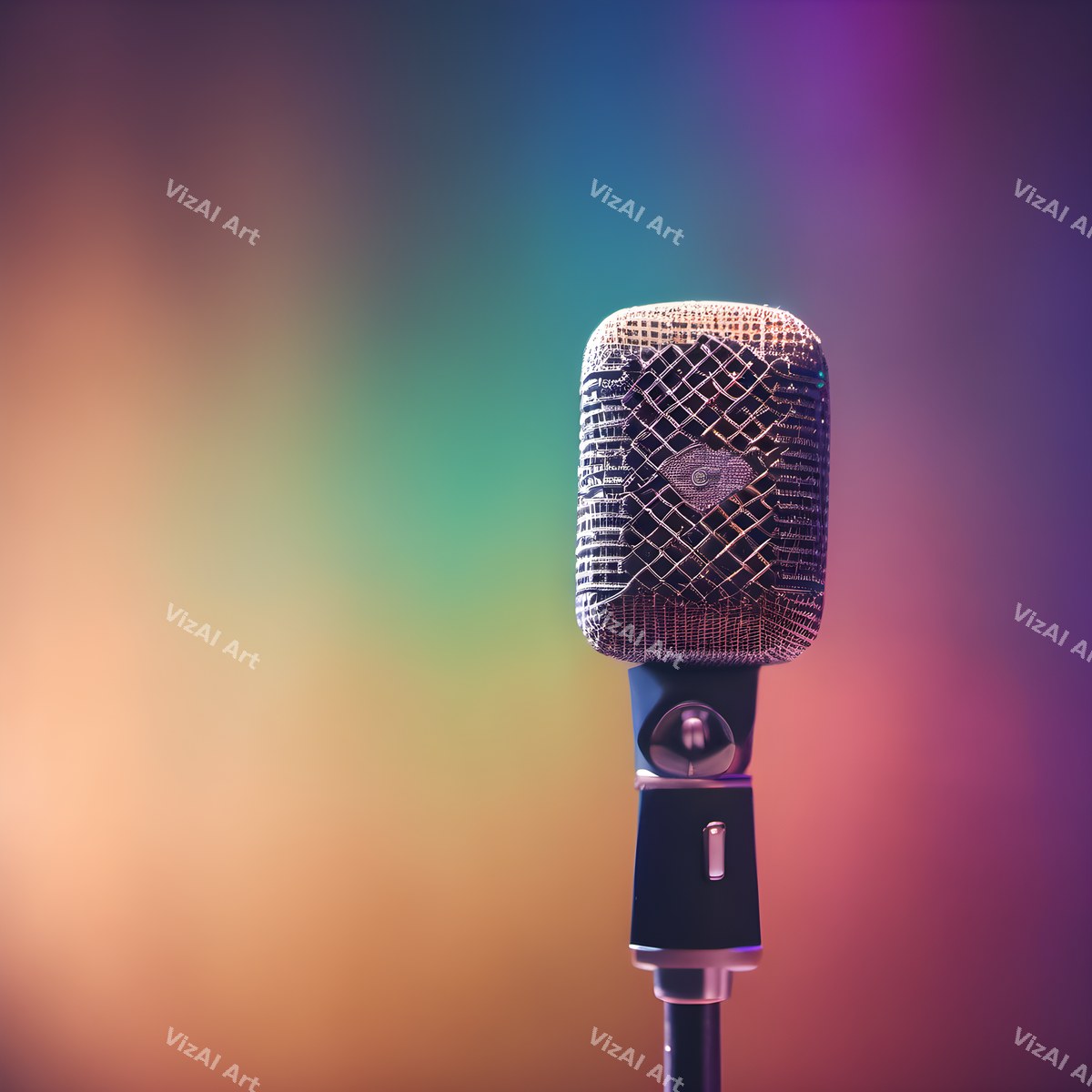 Pastel Rainbow Haze Microphone Art — print 5