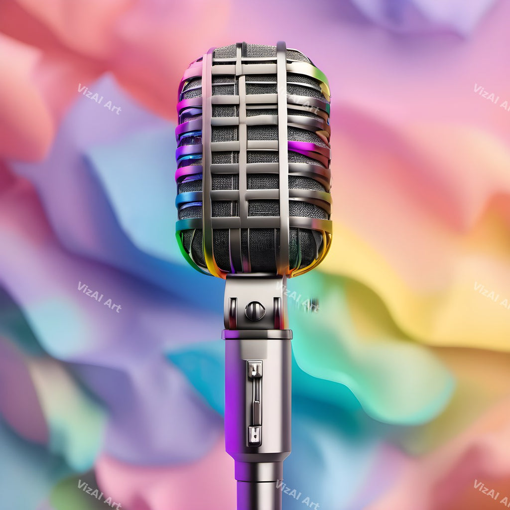 Pastel Rainbow Haze Microphone Art — print 6