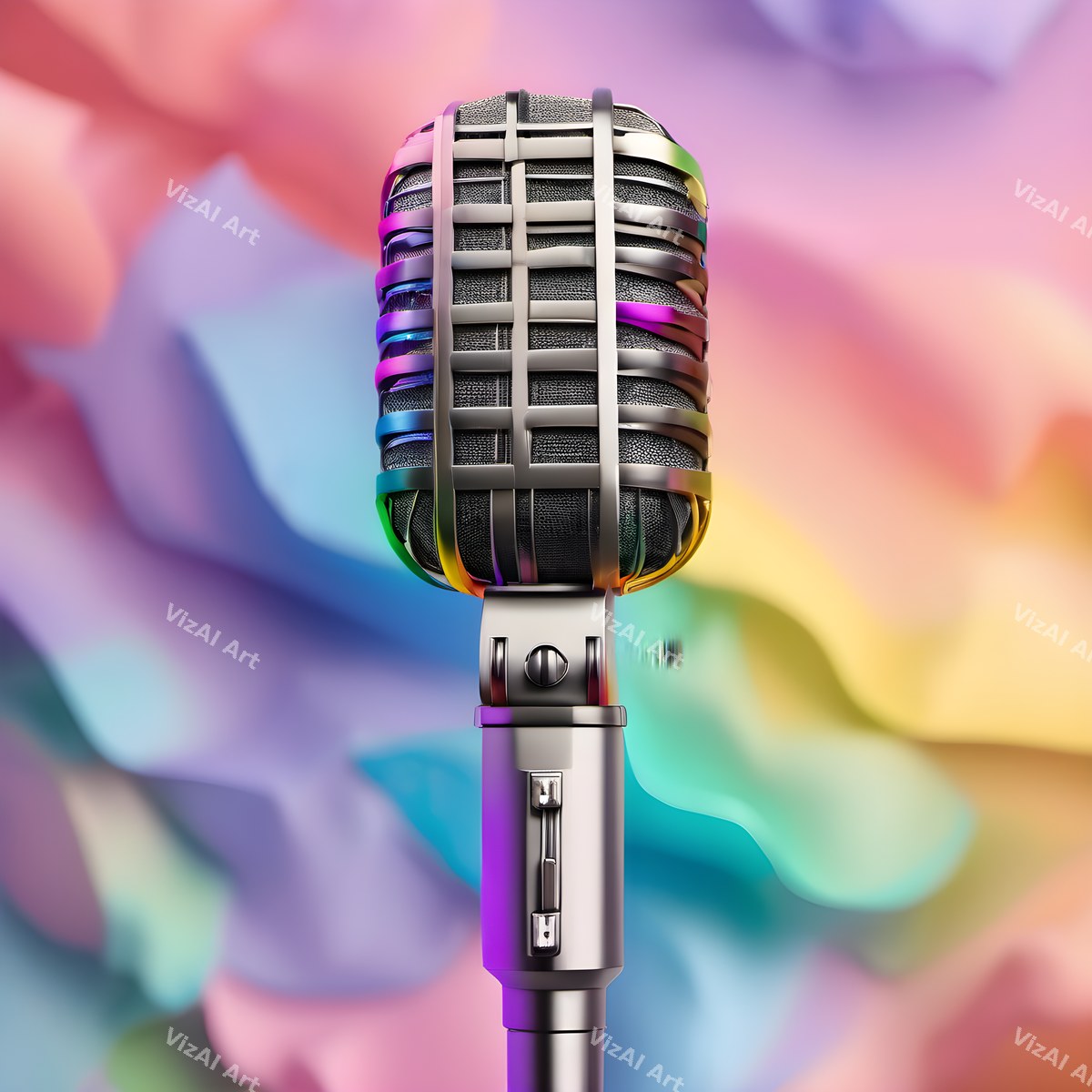 Pastel Rainbow Haze Microphone Art — print 6