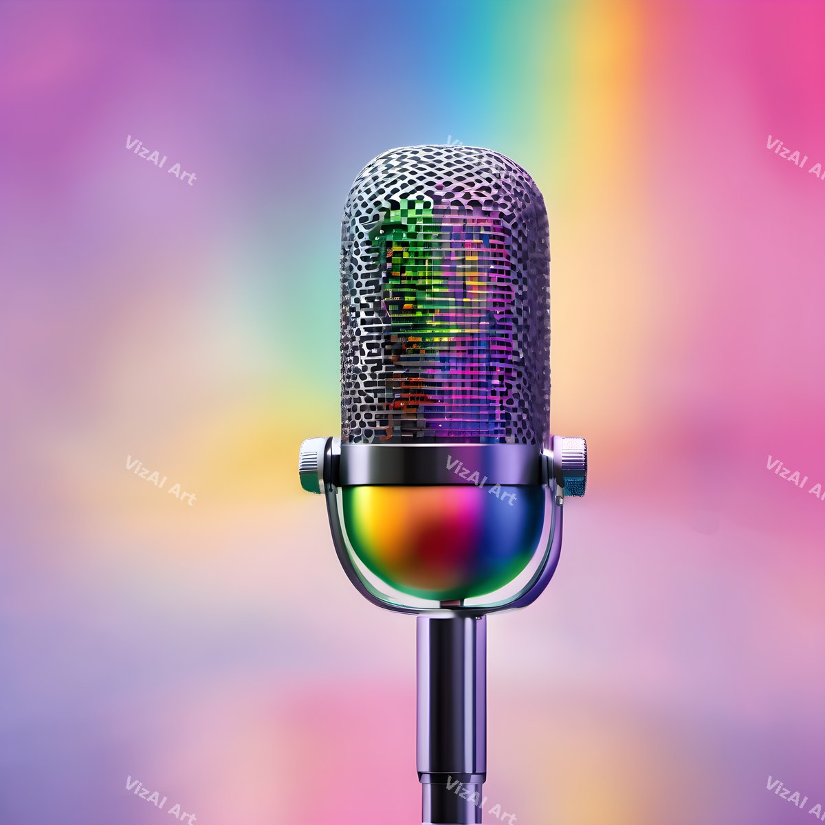 Pastel Rainbow Haze Microphone Art — print 7