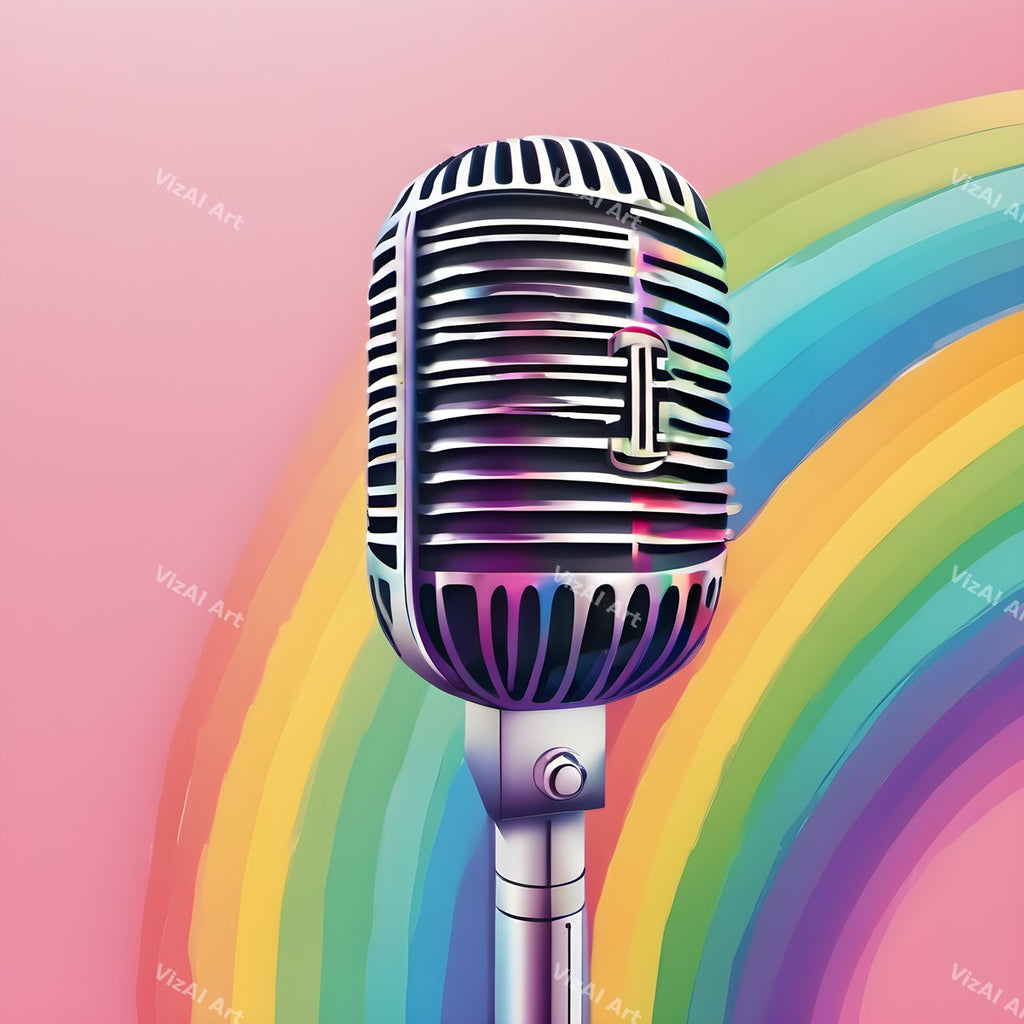 Pastel Rainbow Haze Microphone Art — print 8