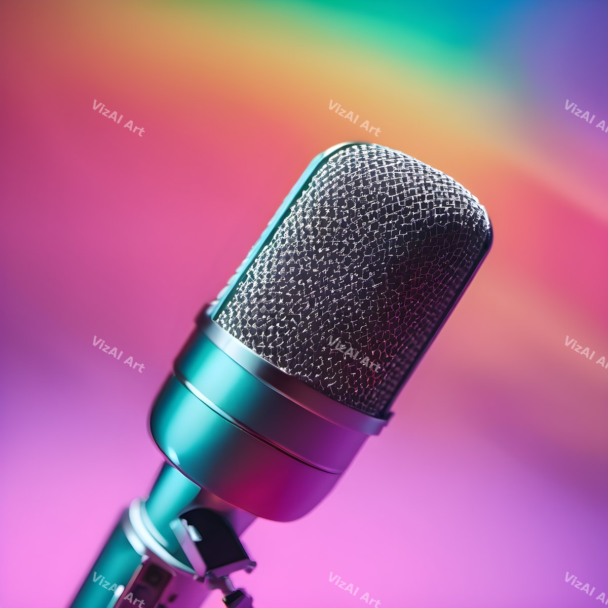 Pastel Rainbow Haze Microphone Art — print 9