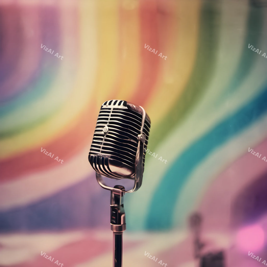 Pastel Rainbow Haze Microphone Art — print 10