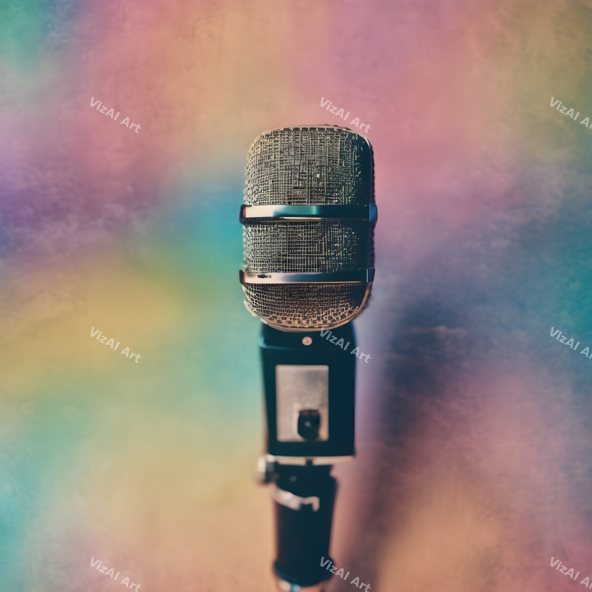 Pastel Rainbow Haze Microphone Art — print 11