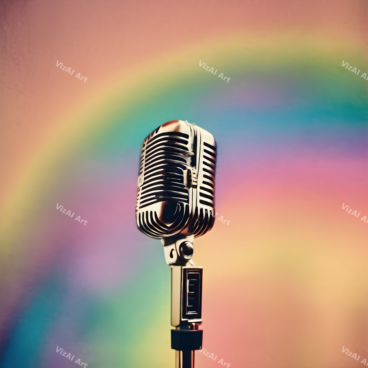 Pastel Rainbow Haze Microphone Art — print 12