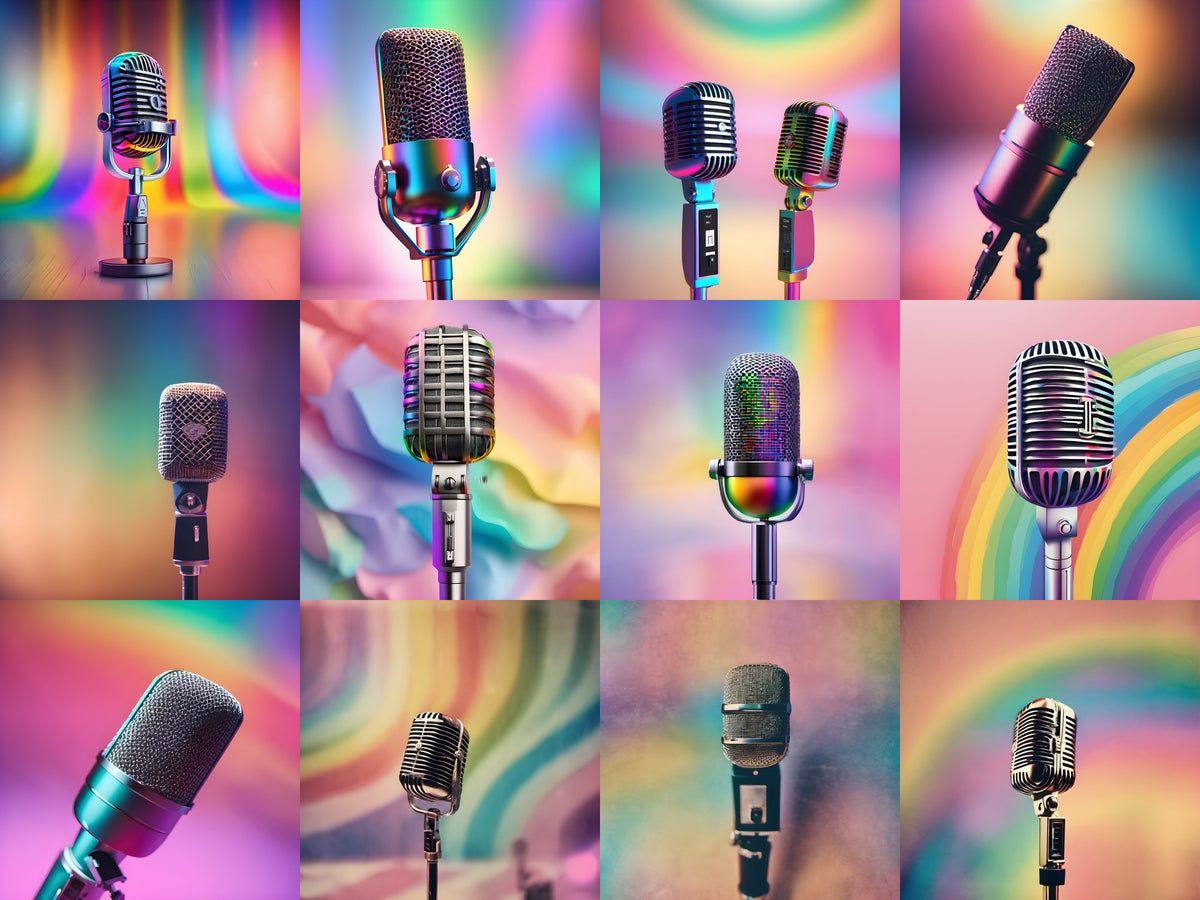 Pastel Rainbow Haze Microphone Art — 12 Printable Prints