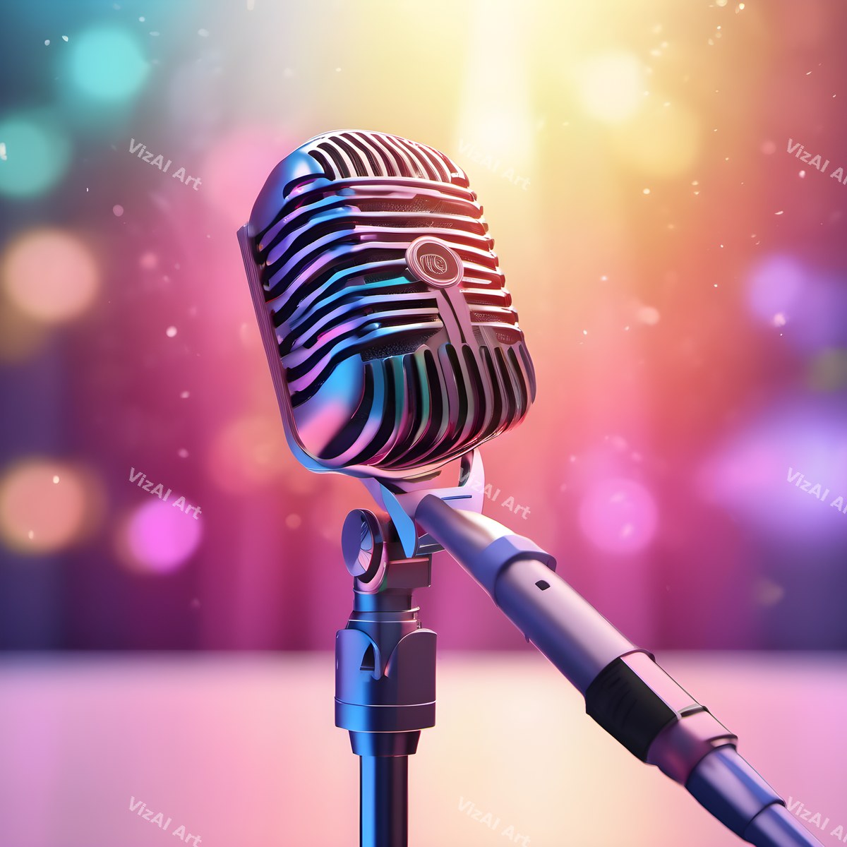 Bokeh Lights Microphone Art — print 4