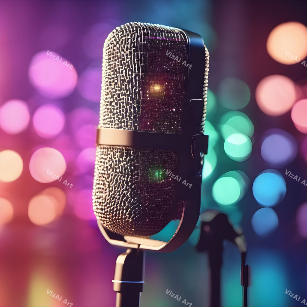 Bokeh Lights Microphone Art — print 6