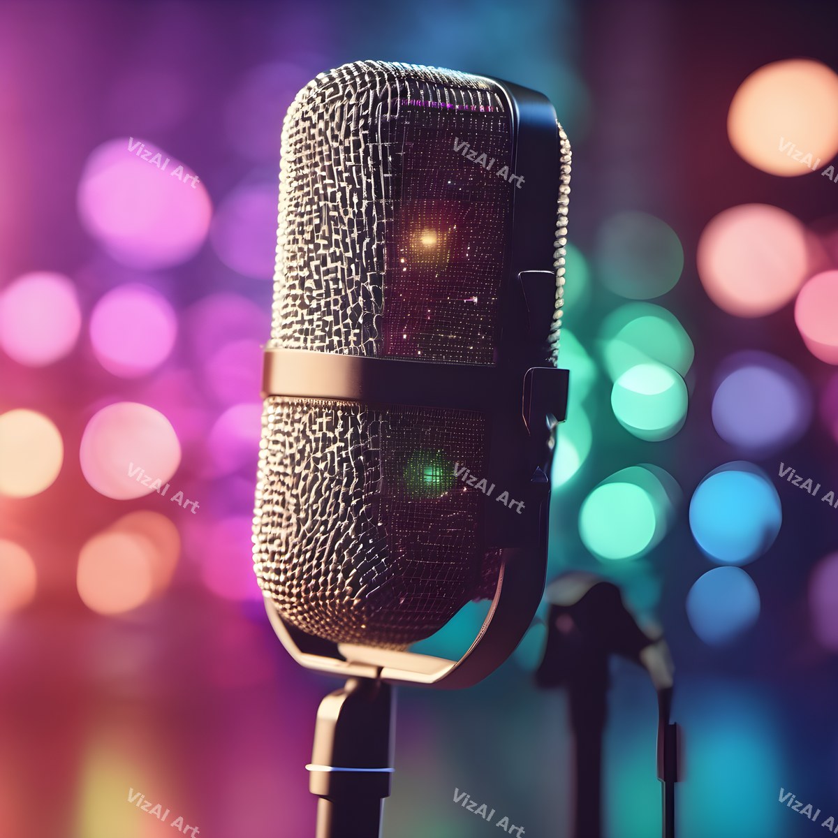 Bokeh Lights Microphone Art — print 6