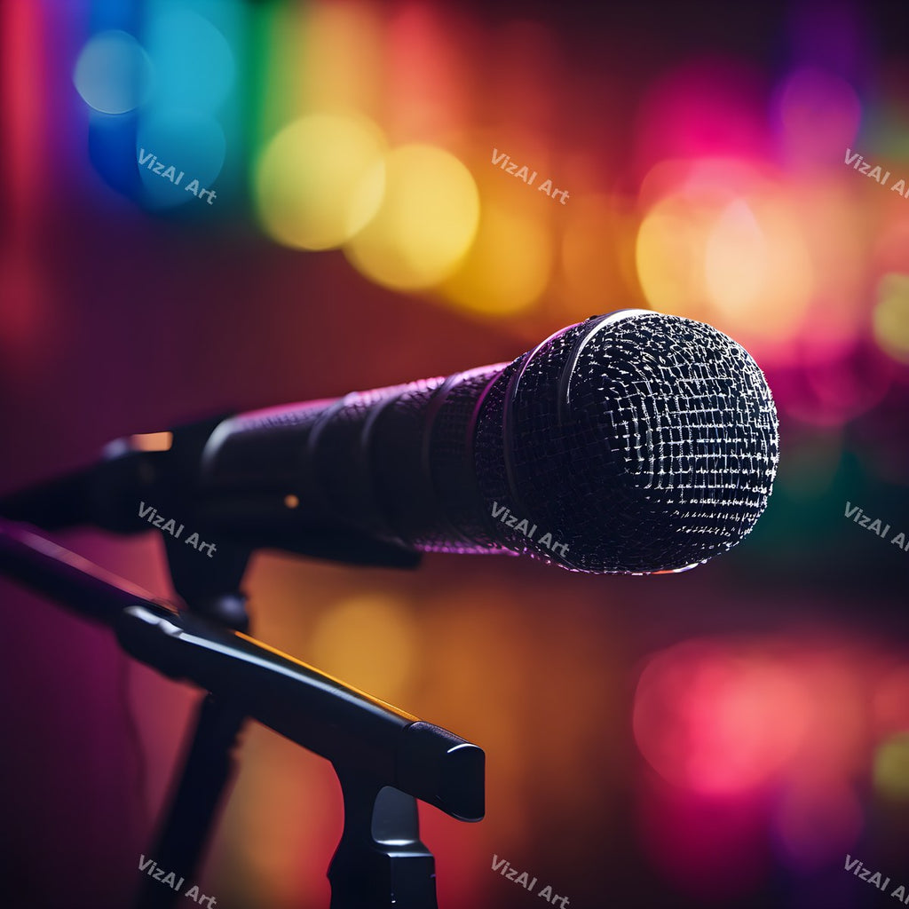 Bokeh Lights Microphone Art — print 8