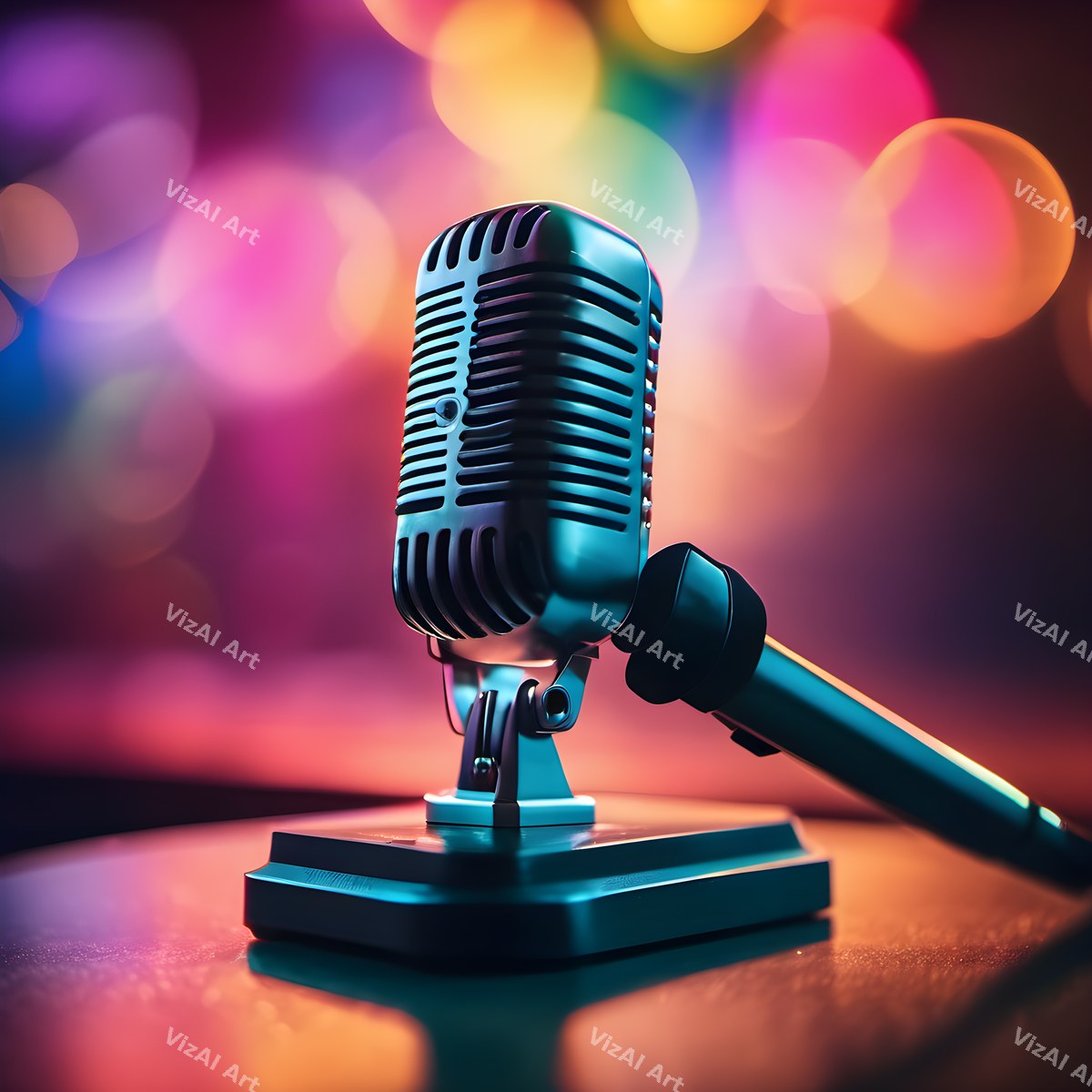 Bokeh Lights Microphone Art — print 10
