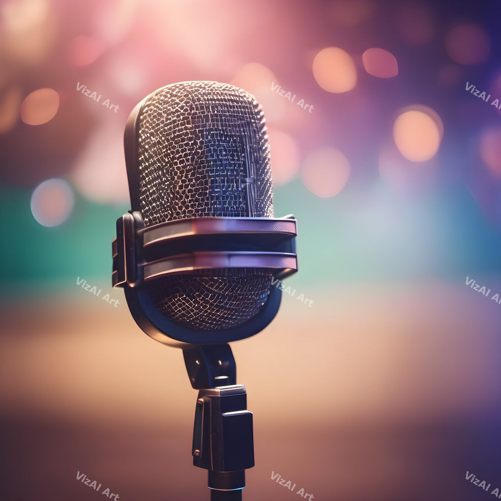 Bokeh Lights Microphone Art — print 11