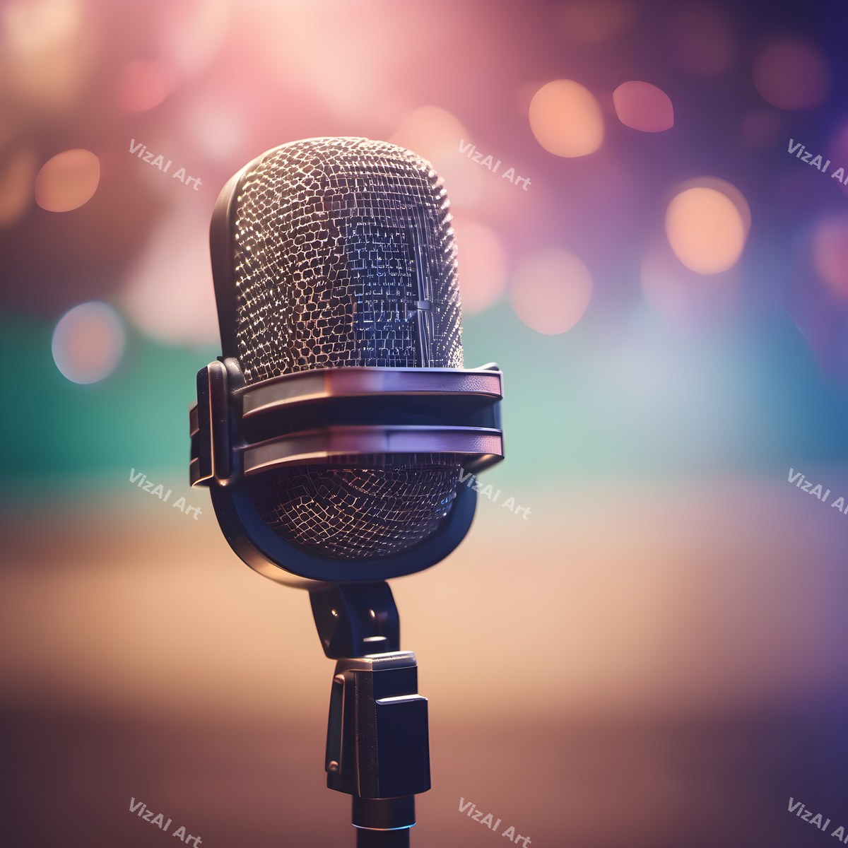 Bokeh Lights Microphone Art — print 11