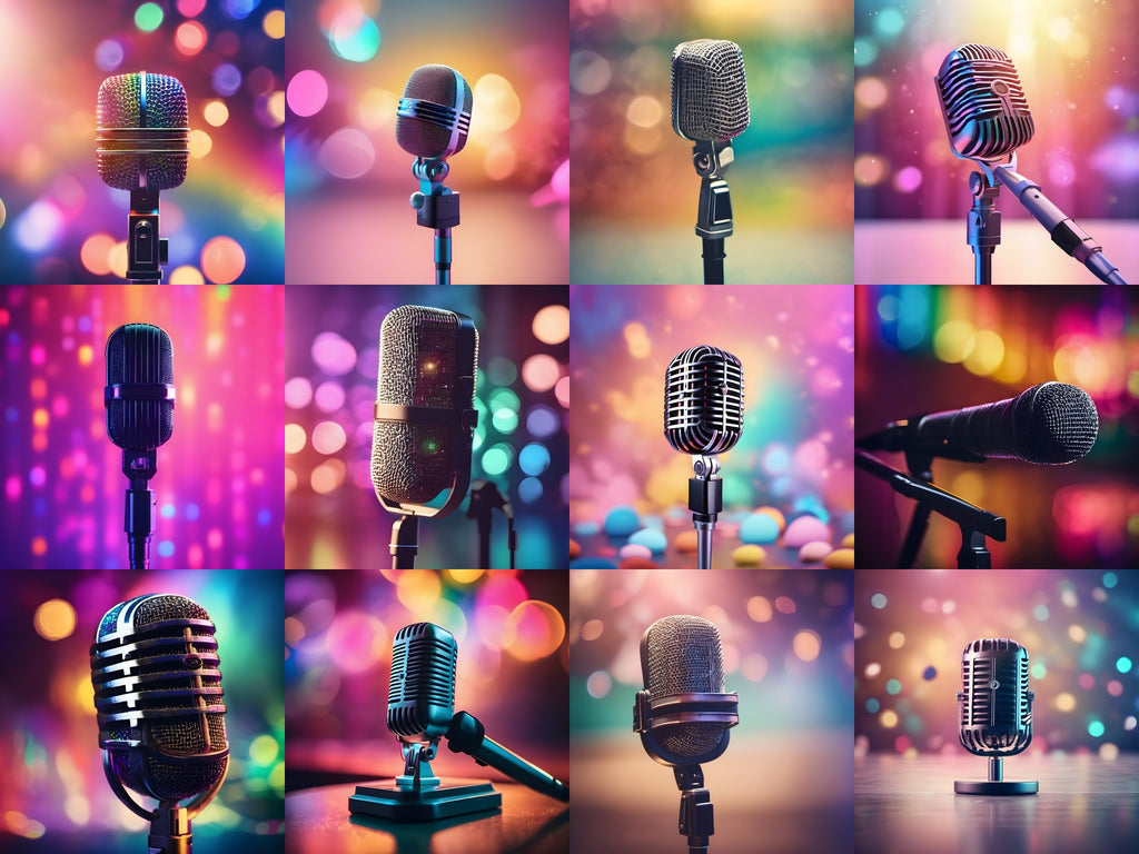 Bokeh Lights Microphone Art — 12 Printable Prints