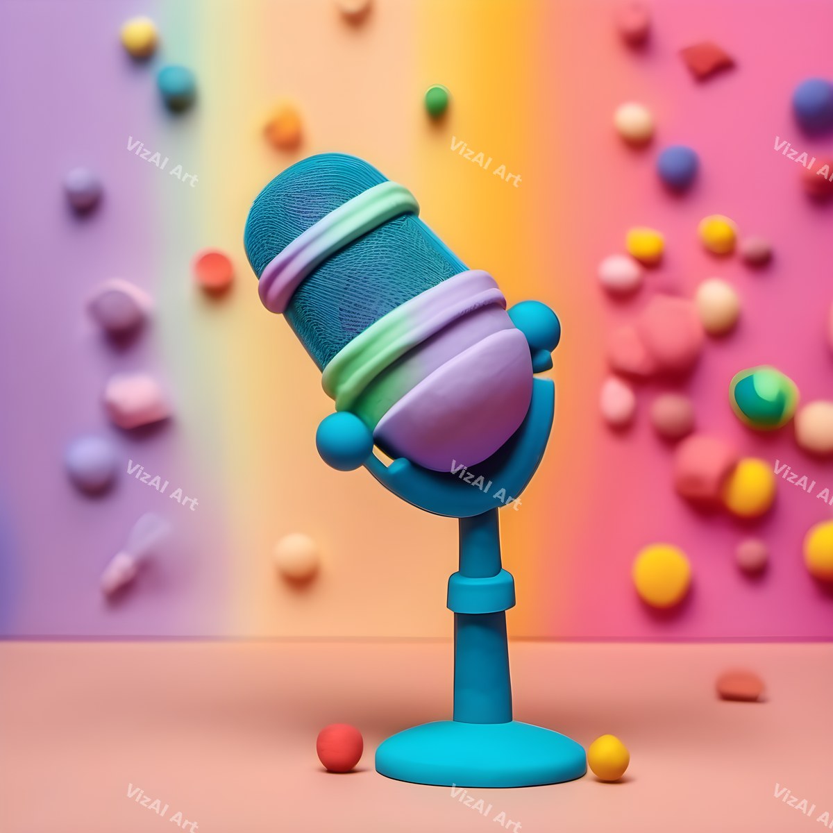 Candy Geometric & Clay Microphone Art — print 4